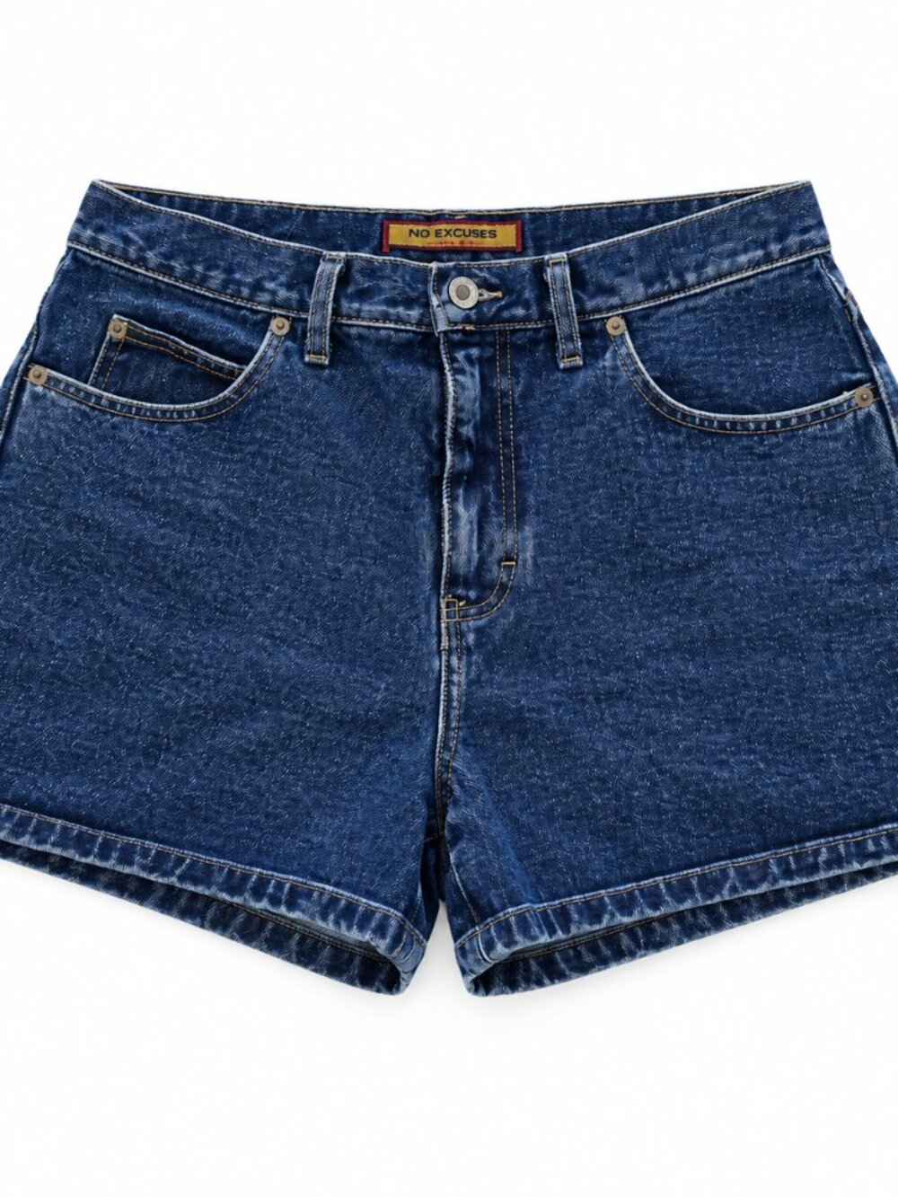 Blue High Rise Denim Shorts with Finished Hems